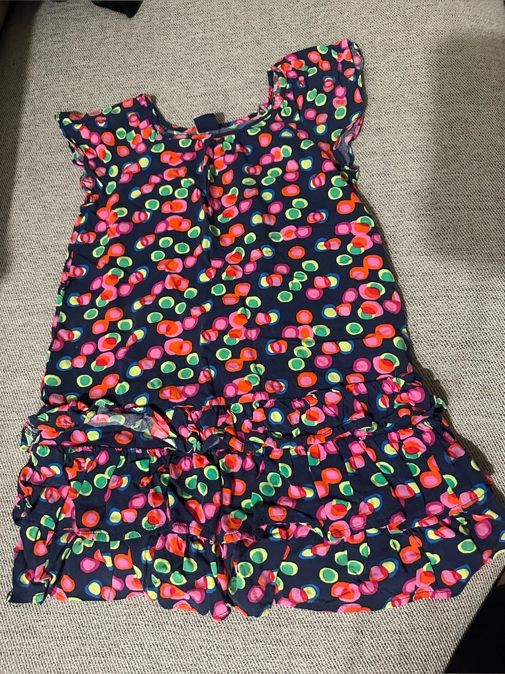 GAP Navy Ruffle Nightgown with Neon Dot Print